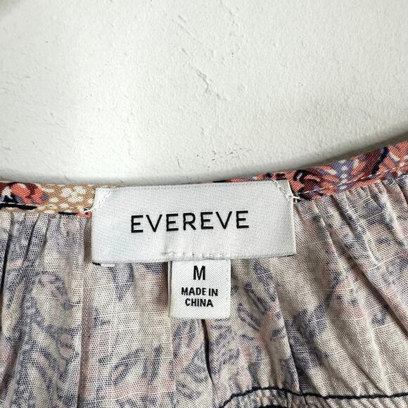 Everve Peach & Navy Paisley Peasant Button Front Blouse - Picture 4 of 8